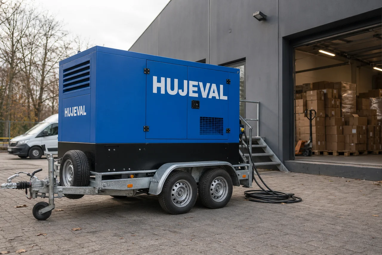 Mobilní elektrocentrála Hujeval v praxi — detail