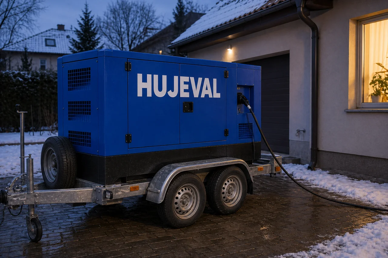Mobilní elektrocentrála Hujeval v praxi — detail